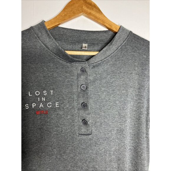 Netflix Lost In Space Shirt Women's XL Long Sleeve Gray Henley Shirt - Picture 3 of 7